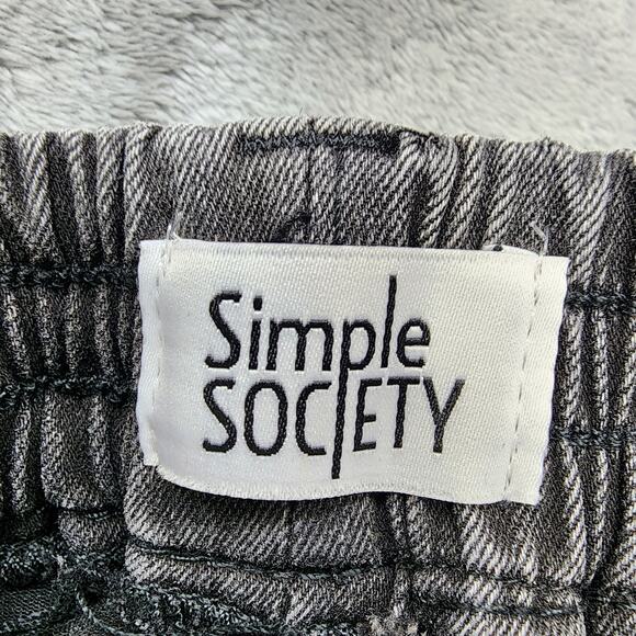 Simple Society Jeans Women 3/26 Black Faded Denim High Rise Cargo Jogger Stretch - Picture 3 of 11